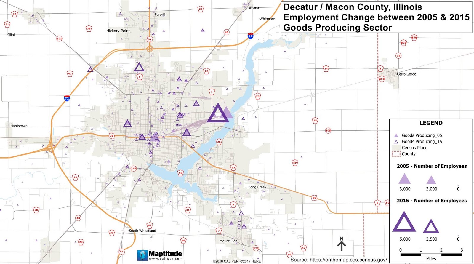 Towns and Nature Decatur, IL Changes in employment