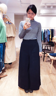 長頸鹿視角寬腳褲-琉璃藍實穿心得