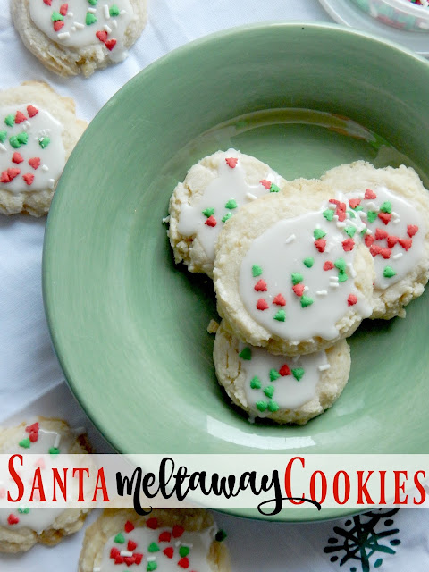 Santa Meltaway Cookies...just in time for Christmas!  These easy, minimal ingredient cookies come together quickly on Christmas Eve.  No need to stress Mom! (sweetandsavoryfood.com)