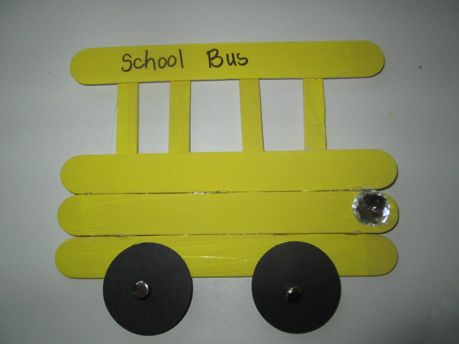 roommom27 School Bus Made with Popsicle Sticks For Meals on Wheels