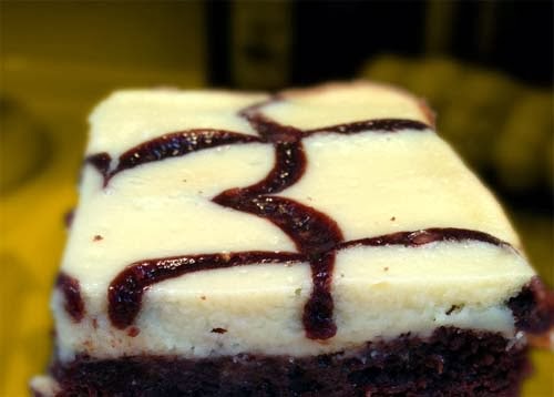 Brownies baked with Cheesecake on top.