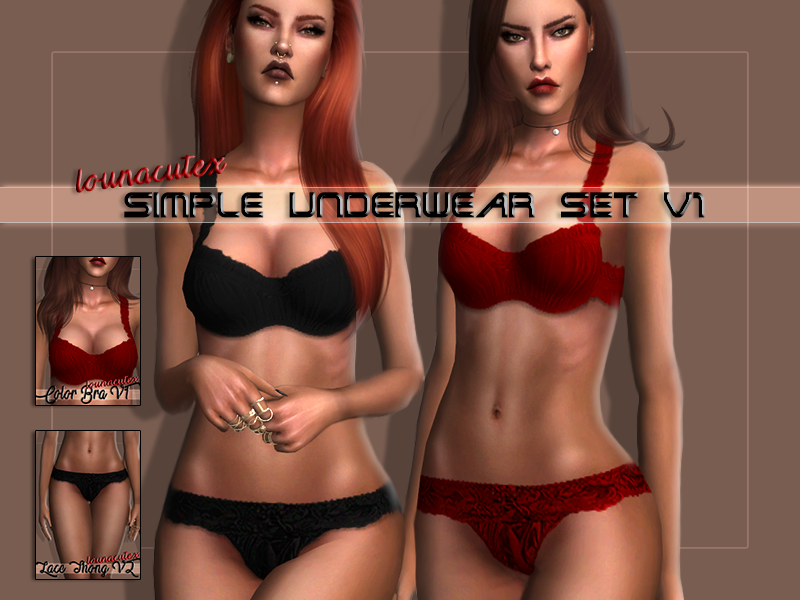 Sims 4 CC's The Best Simple Underwear Set V1 by Lounacutex