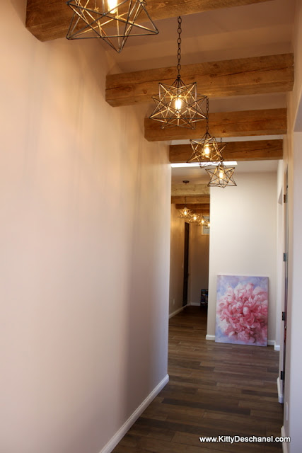 moravian star lights down hallway