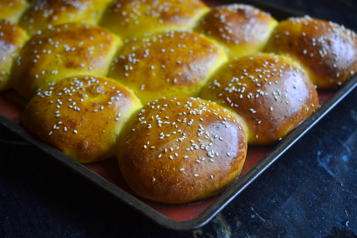 Greedy Girl Pumpkin sesame seed hamburger bun