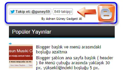 Twitter Sayaçlı Takip Buton Widget'ini Bloguna ekle