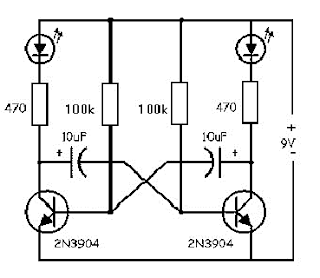 skema lampu flip flop 2 transistor