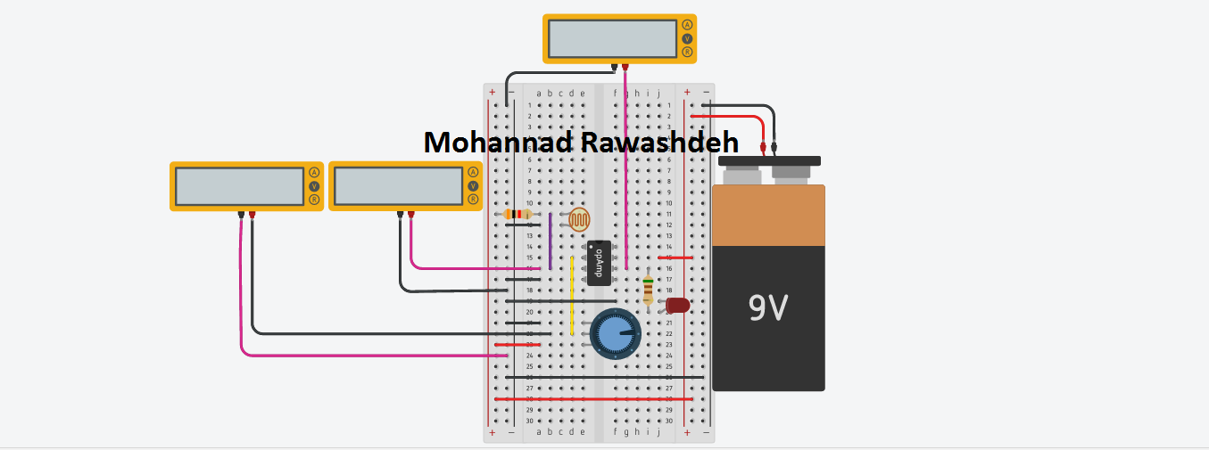 Operational Amplifier 741 with LDR light comparator circuit M.B Raw