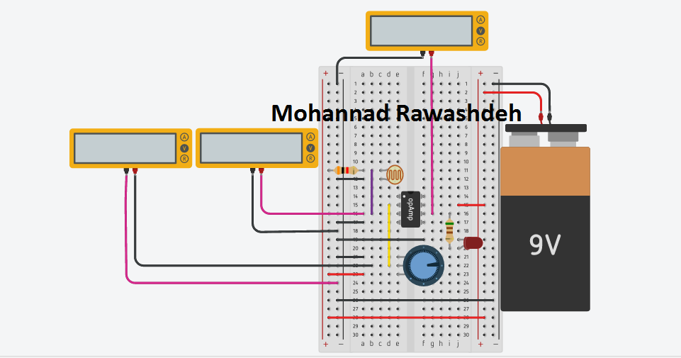 Operational Amplifier 741 with LDR light comparator circuit - M.B Raw