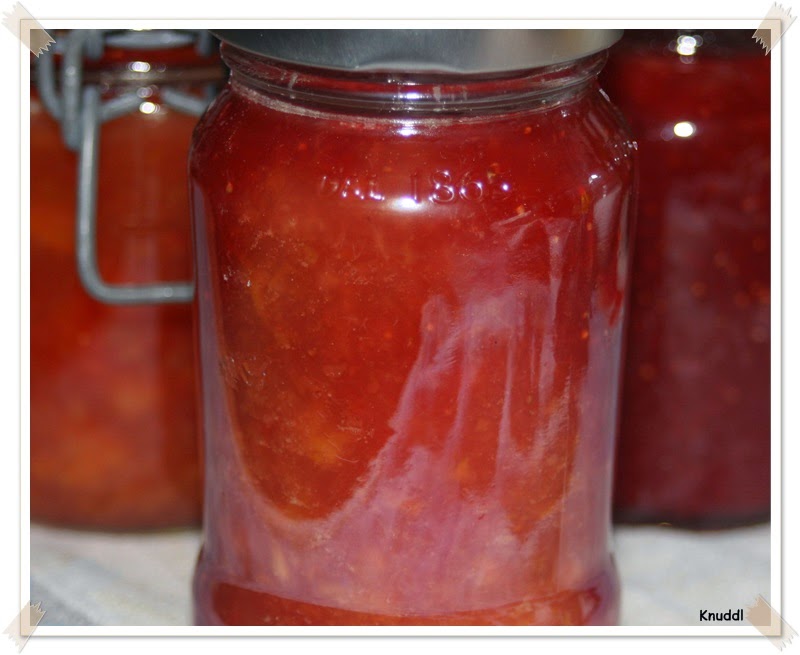 Was cookst Du heute: Marmelade - Erdbeer trifft Pfirsich - im Glas