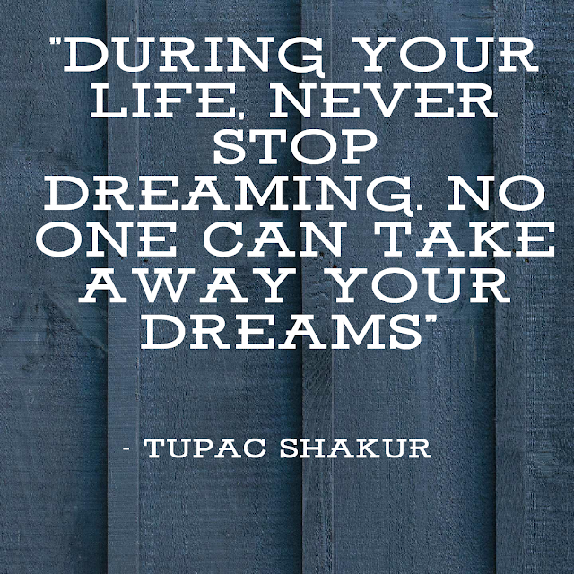 During your life, never stop dreaming. No one can take away your dreams. - tupac Shakur