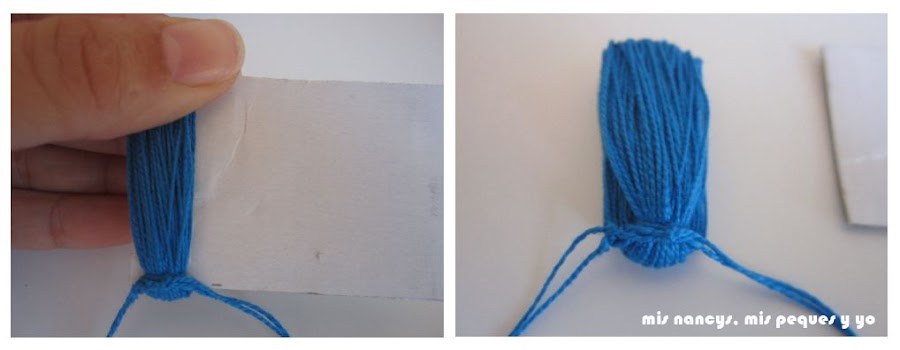 mis nancys, mis peques y yo, tutorial DIY borlas colores hacer nudo