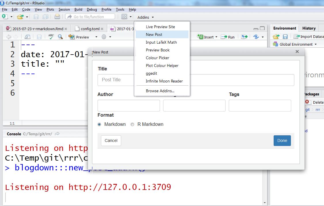 Apply R: Blogging from RStudio with blogdown package