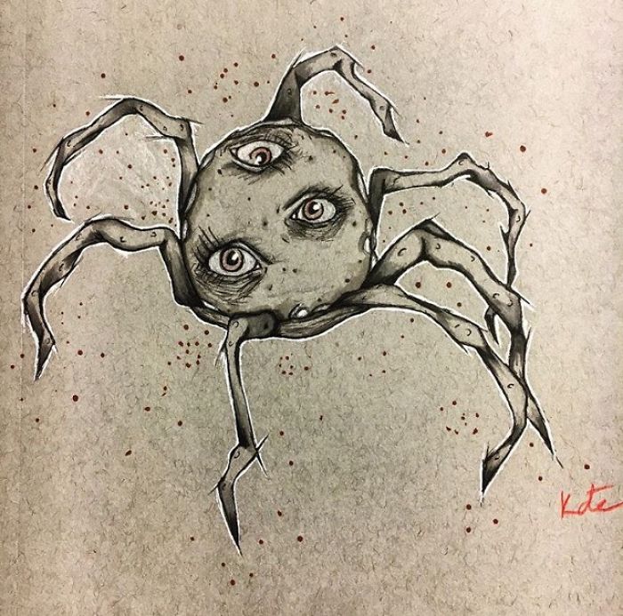 This one crawls out of the vent in my ceiling and makes clicking noises, or I’ll see it crawl out from underneath things - I Was Diagnosed With Schizophrenia At The Age Of 17, So I Started Drawing My Hallucinations To Cope With It This one crawls out of the vent in my ceiling and makes clicking noises, or I’ll see it crawl out from underneath things - I Was Diagnosed With Schizophrenia At The Age Of 17, So I Started Drawing My Hallucinations To Cope With It