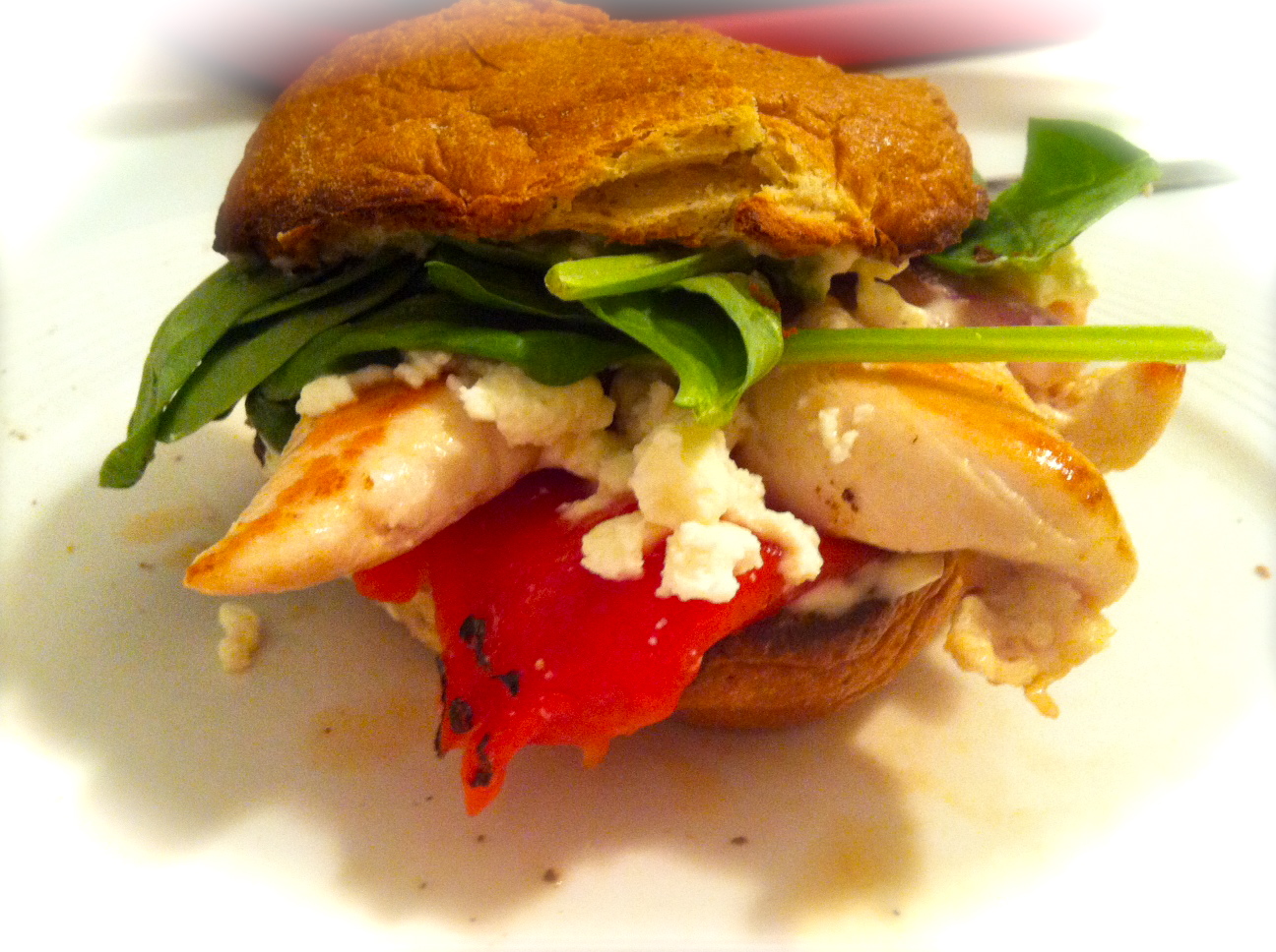 Young, Healthy & Free Red Pepper & Feta Cheese Chicken Sandwich