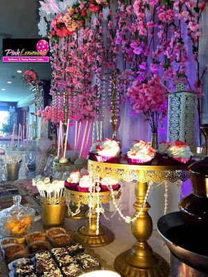 Purple and Flowers themed Wedding Dessert buffet