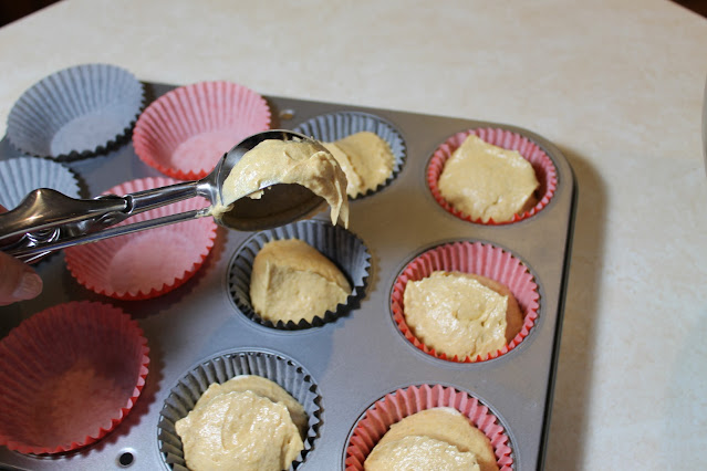 Scoop batter into cupcake tins.