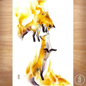 10-Fire-Foxes-LR-Mulyono-Watercolor-Paintings-www-designstack-co