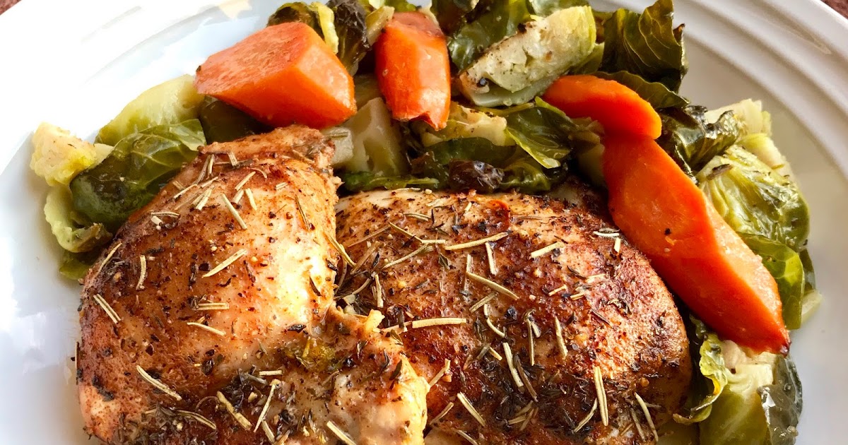 Gourmet Girl Cooks: Roasting Pan Herbed Chicken Thighs & Sprouts - One ...