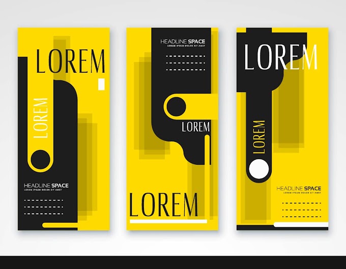Leaflet templates elegant black yellow modern abstract decor Free vector