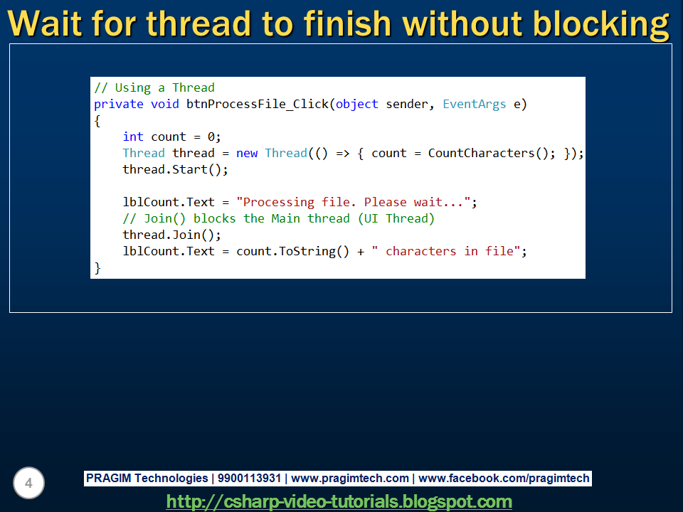 Sql server, and c video tutorial c wait for thread to finish