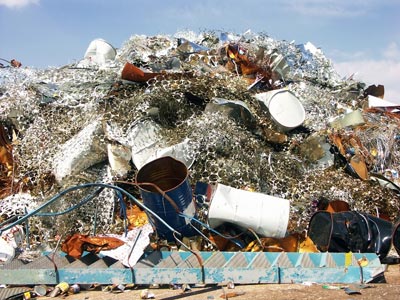 recyclable metals in a pile