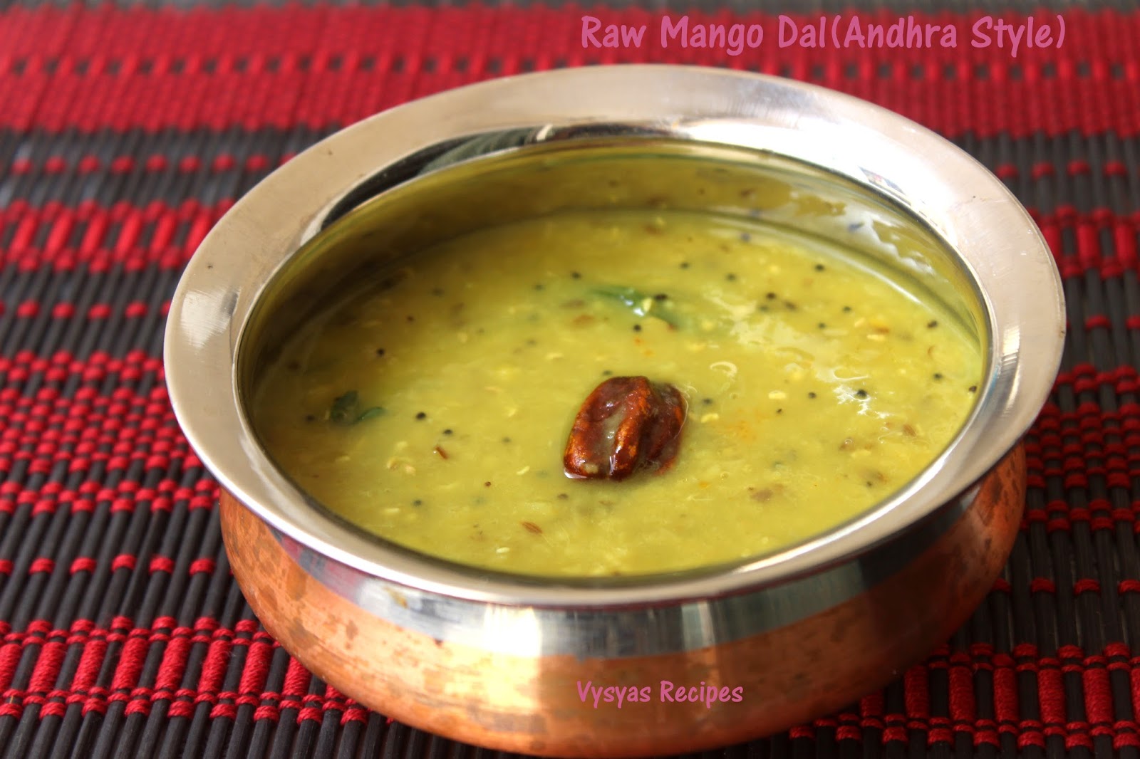 Vysya's Delicious Recipes Raw Mango Dal (Andhra Style) Mamidikaya