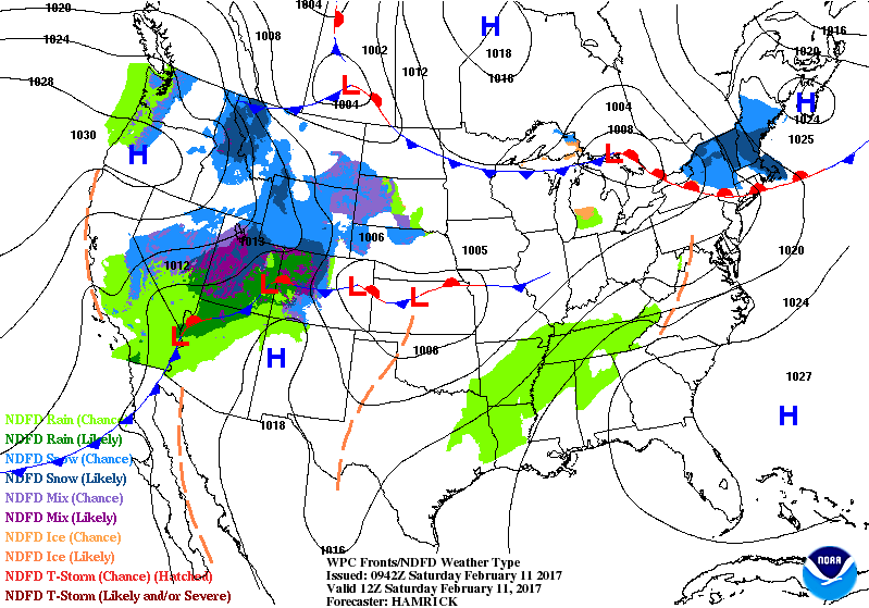 ational Surface Map for Saturday Feb 11th at 7 am National Surface Map for Saturday Feb 11th at 7 am