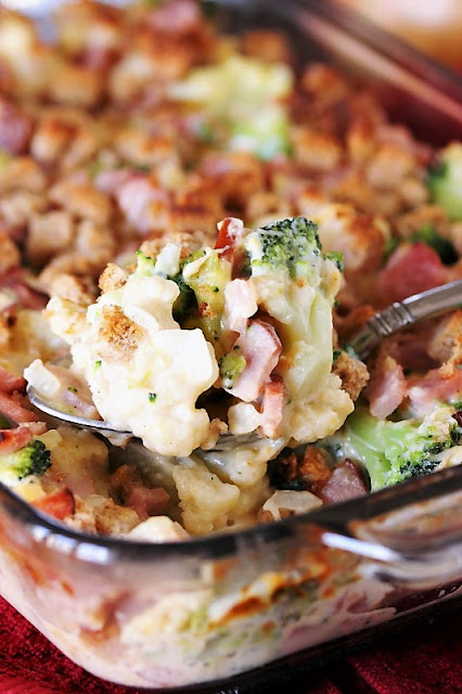 Ham Broccoli & Cauliflower Casserole Image ~ Loaded with chopped ham and veggies in a cheesy white sauce, this casserole is certainly a fabulous recipe for enjoying leftover ham!