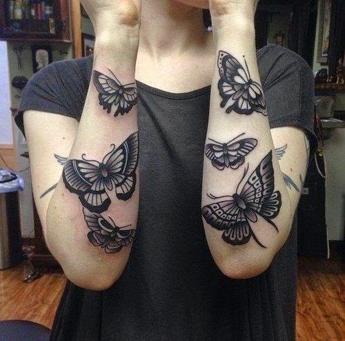 Awesome Flying Butterfly Tattoos Designs on Both Hands Awesome Butterfly Family Tattoos, Tattoos of Cute Butterfly Family, New Butterfly Flying with Feather Tattoos, Birds, Artist,