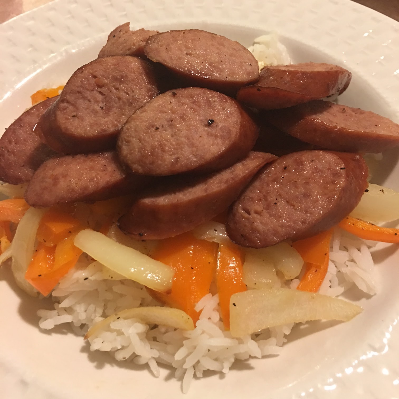 Toast to Roast Air Fried Kielbasa w/Bell Peppers & Onions