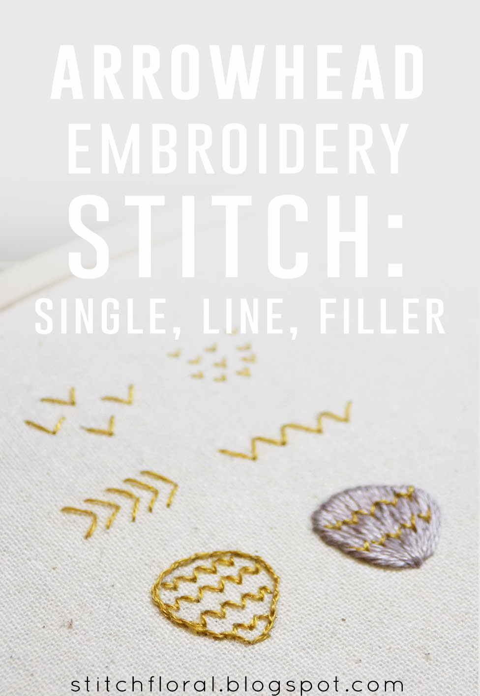 Arrowhead embroidery stitch: single, line and filler - Stitch Floral