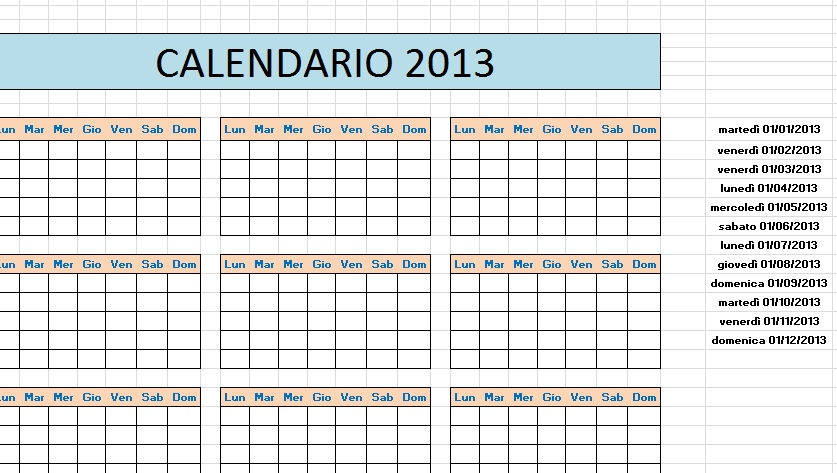 calendarios en excel 2015