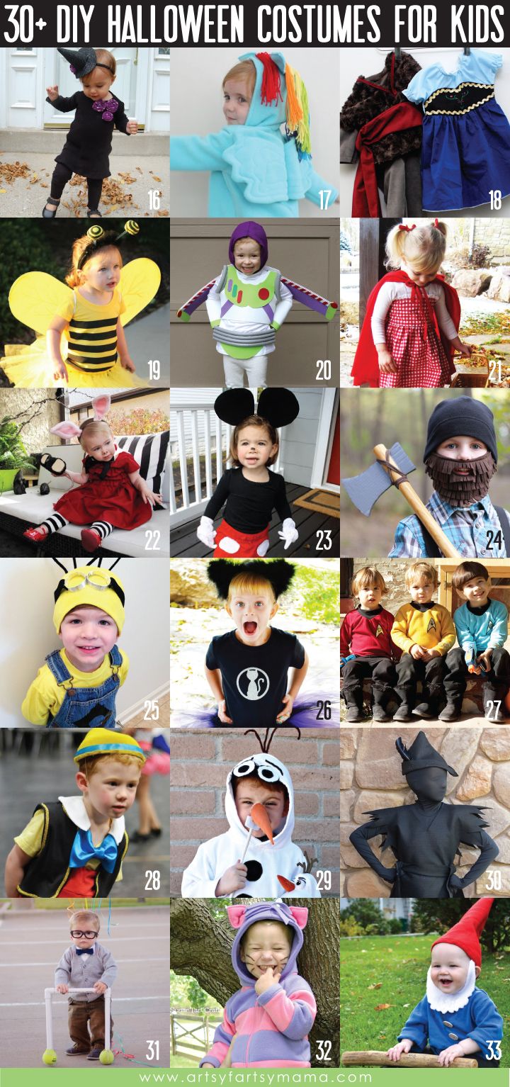 30+ DIY Kids Halloween Costume Ideas at artsyfartsymama.com