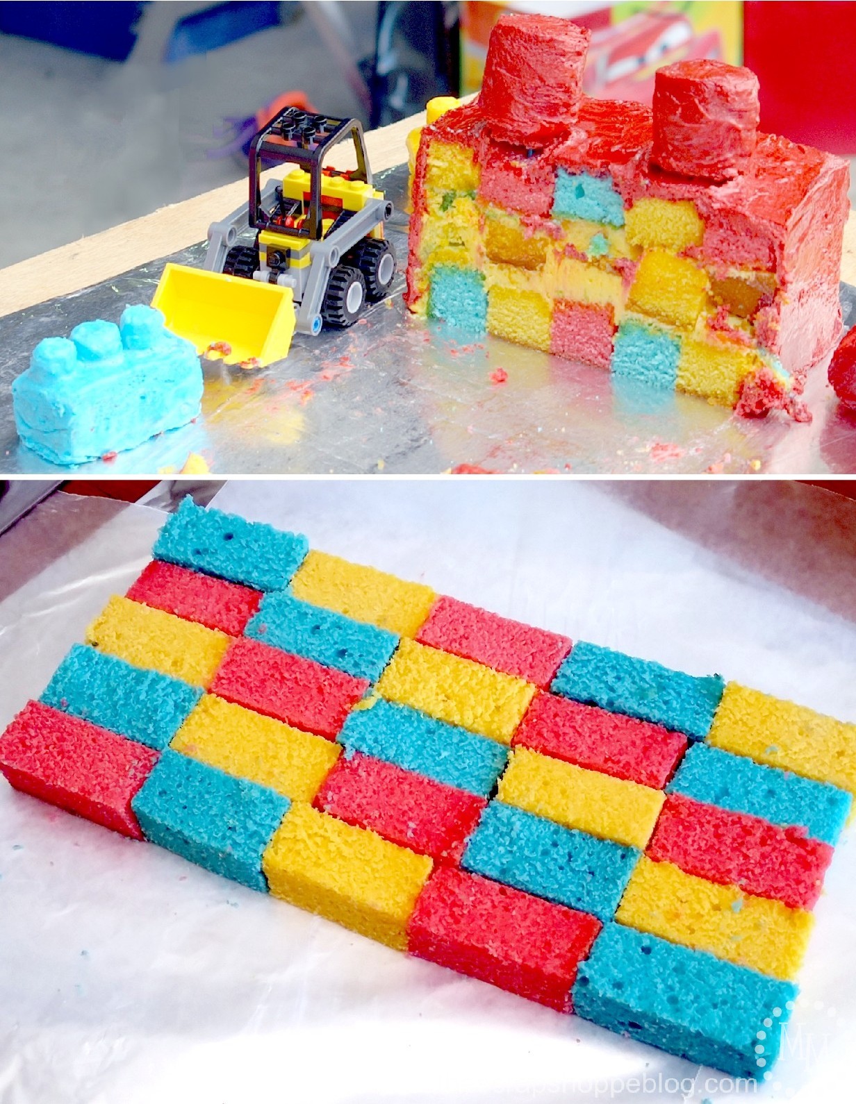 LEGO Birthday Party inside the cake