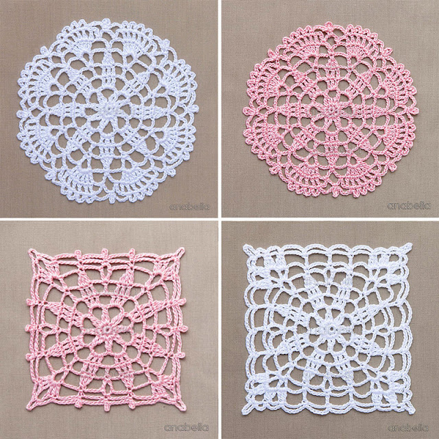 Crochet lace motifs free patterns by Anabelia Craft Design