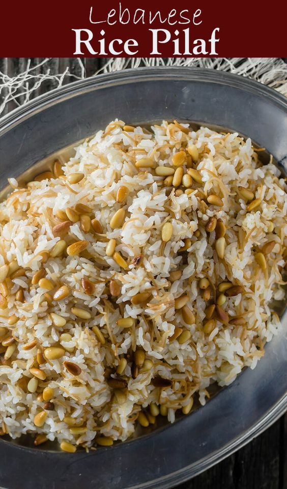 Easy Lebanese Rice | The Mediterranean Dish. Lebanese rice with olive oil, toasted vermicelli and pine nuts. A great vegan side dish to go with many dinners! Recipe and video on TheMediterraneanDish.com #rice #Mediterraneanfood #Lebaneserecipes #Middleeasternrecipes #Mediterraneanrecipes #vegan #ricepilaf
