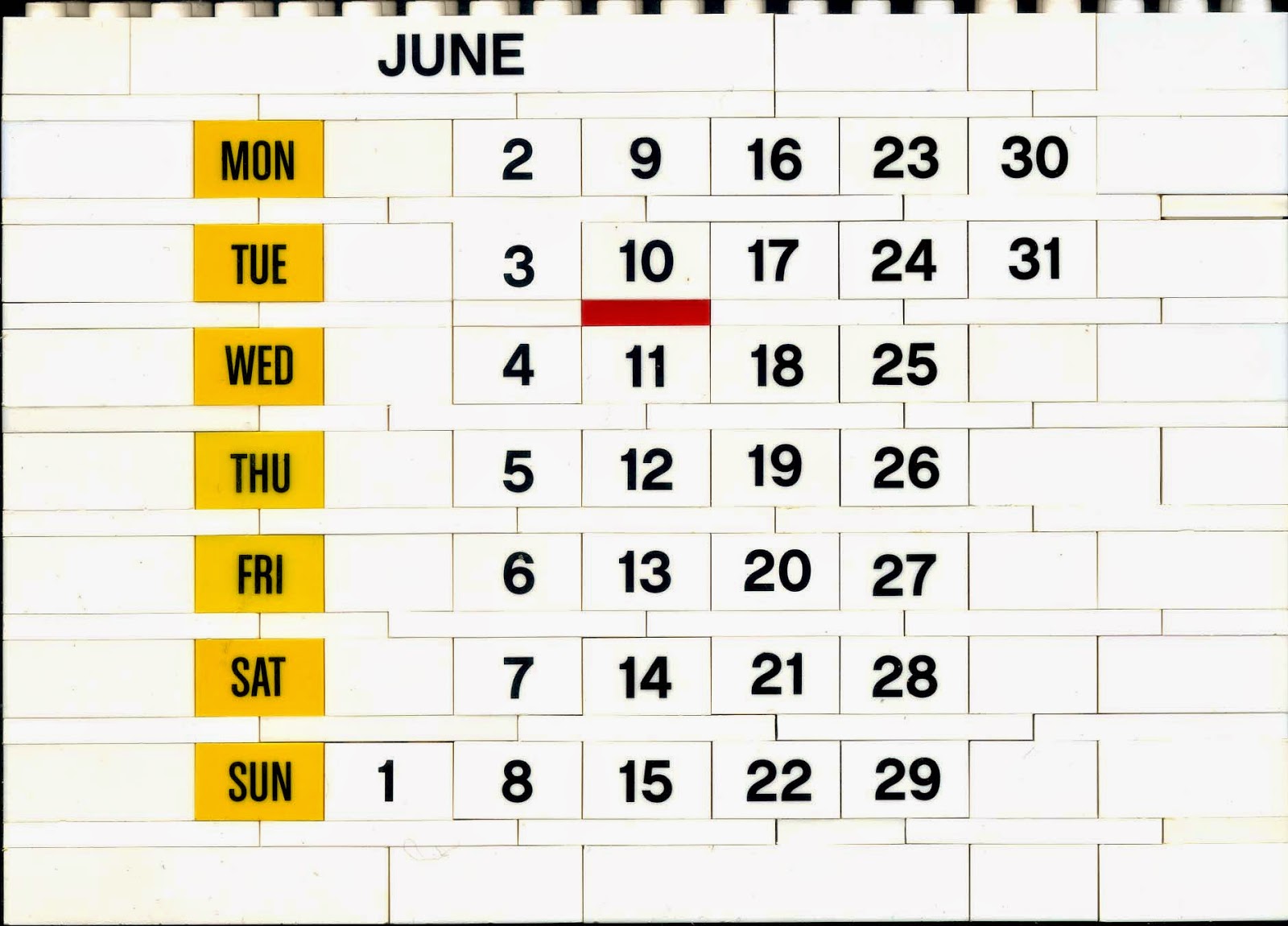 MOC Calendário LEGO mês junho 2014