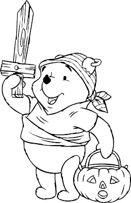 Pooh Halloween Coloring Pages