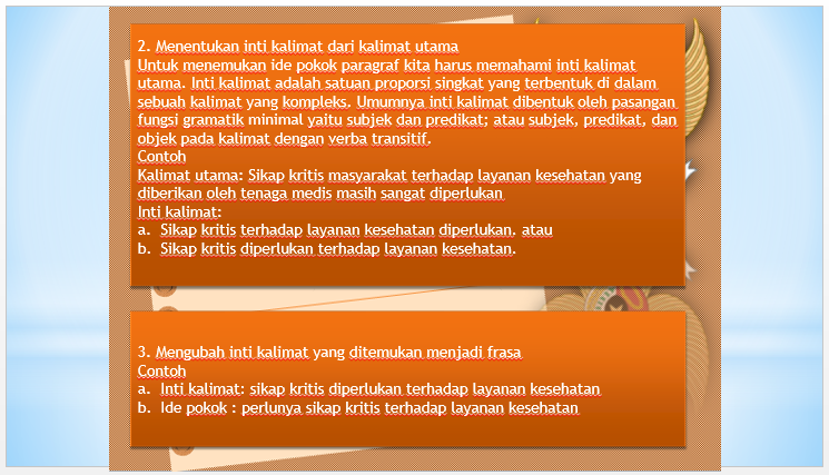 POWERPOINT MENENTUKAN IDE POKOK PARAGRAF: RINGKASAN MATERI, SOAL, DAN