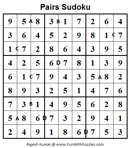 Pairs Sudoku (Fun With Sudoku #31) Solution