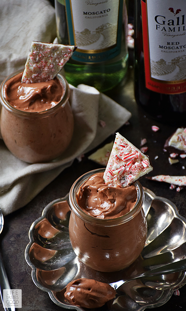 Chocolate Hazelnut Mousse | by Life Tastes Good - A rich, creamy chocolate hazelnut mousse paired with the fresh fruity flavors in a glass of Red Moscato wine is an elegant dessert I am proud to serve anytime of year, but especially during the holidays. It never fails to impress, and no one will ever know how incredibly easy it is to make! #LTGrecipes #SundaySupper