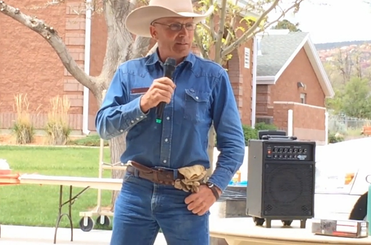 LaVoy Finicum at a cattlemen meeting organized in opposition the proposed Grand Canyon Watershed National Monument, Moccasin, Arizona, May 1, 2015