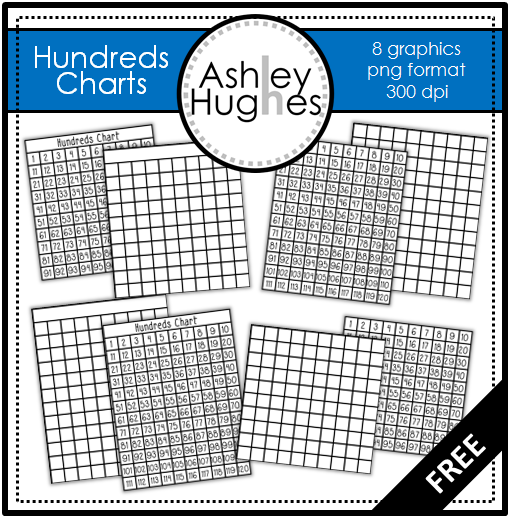 FREE Hundreds Chart Clipart from Ashley Hughes