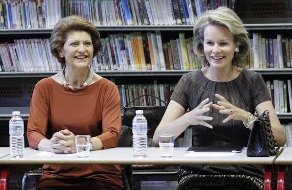 Crown Princess Mathilde of Belgium has made a visit to the College Saint-Hubert in Watermael-Boitsfort