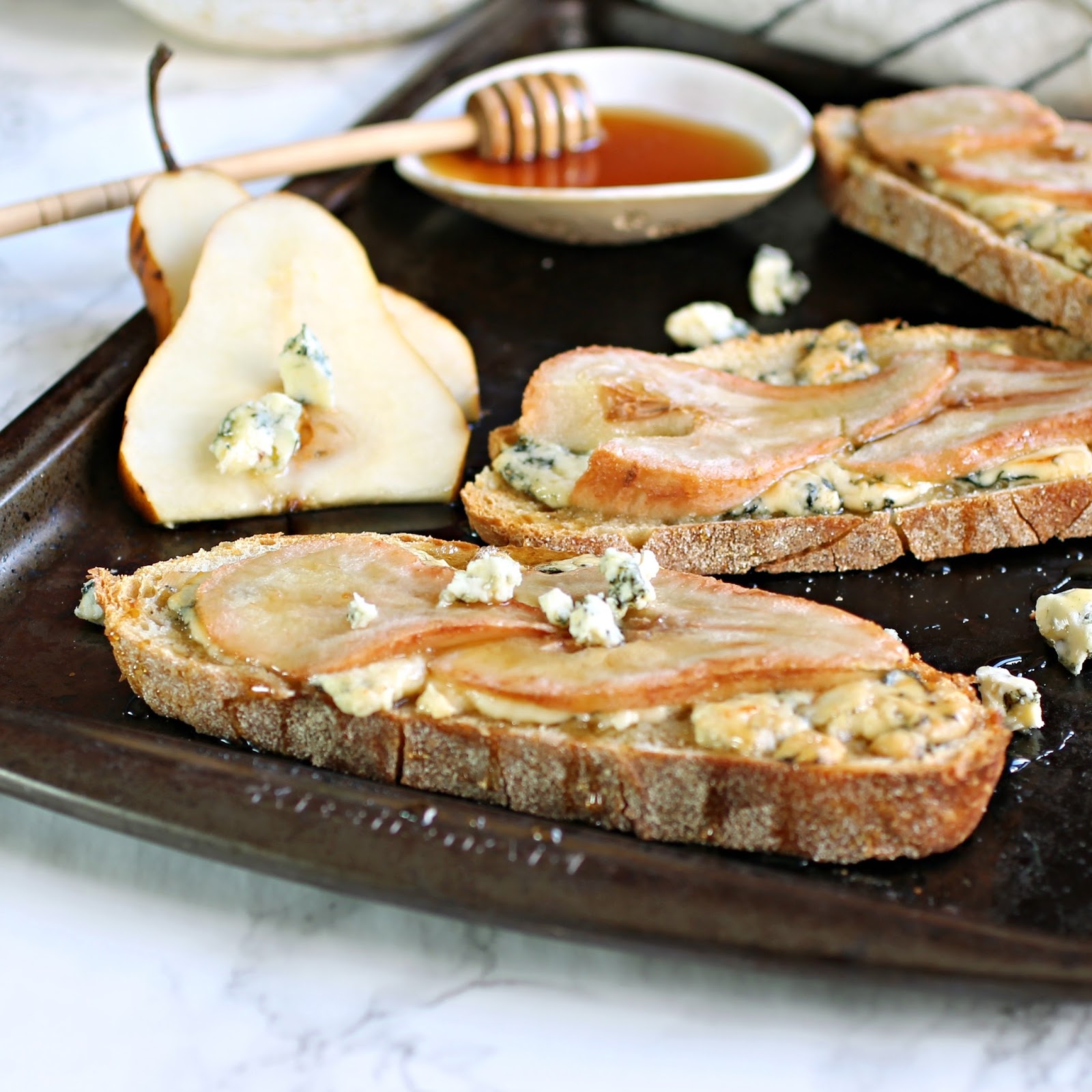 Hungry Couple Pear, Blue Cheese and Honey Tartine