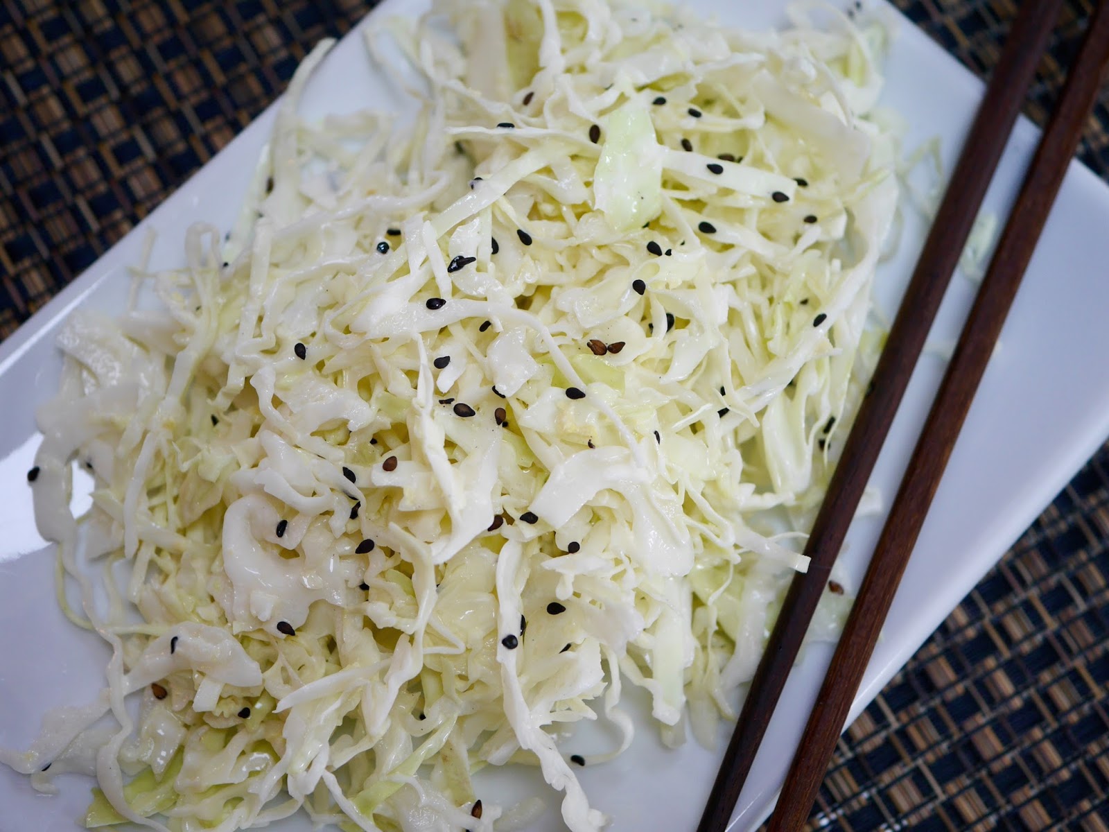 Foods For Long Life Creamy Asian Cabbage Salad With Black Sesame Seeds