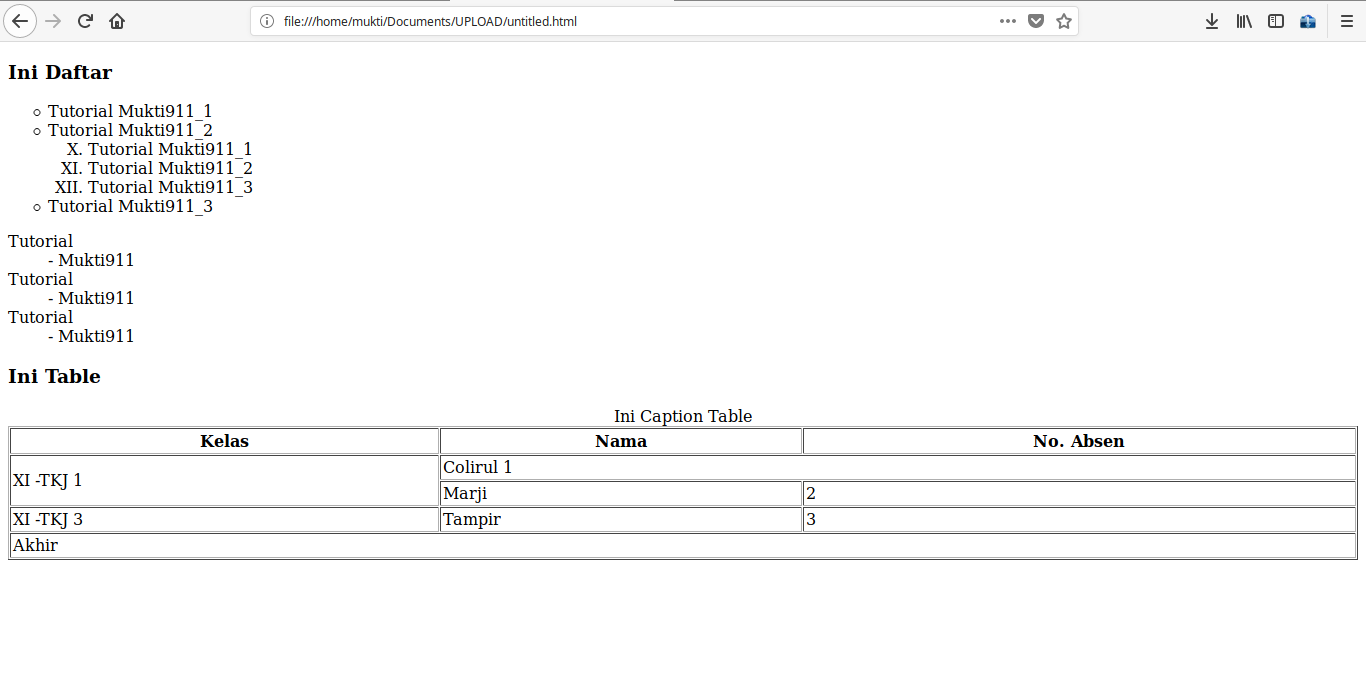 Bosok Artikel: Cara Buat List dan Tabel Sederhana HTML & CSS | Mukti911