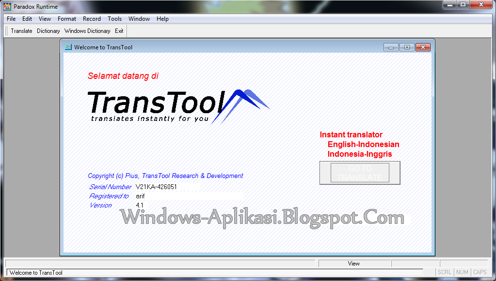 Windows Aplikasi Transtool