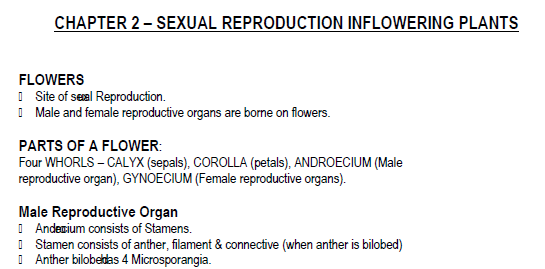 sexual reproduction in flowering plant notes notes with HOTs Questions