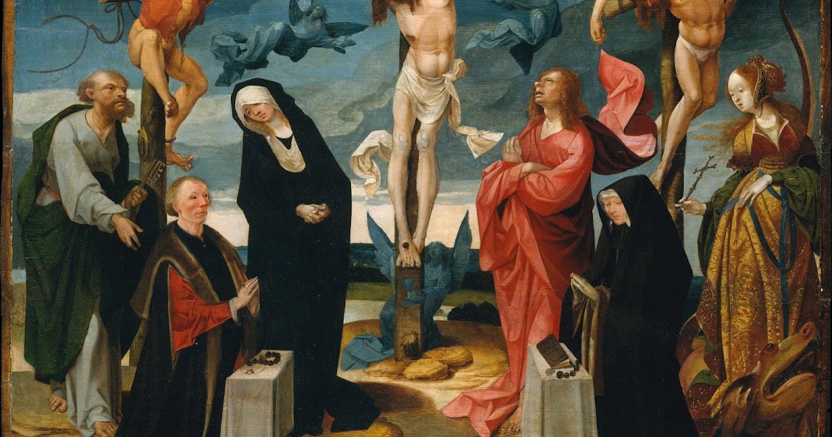 Cornelis Engebrechtsz The Crucifixion With Donors And Saints Peter And Margaret 1525 1527